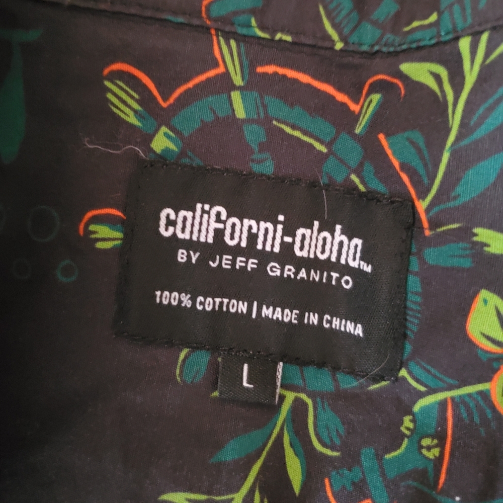 Women's Jeff Granito tiki deep dive print Hawaiian shirt L - Picture 5 of 8